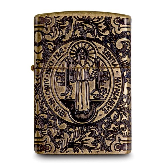 Saint Benedict Brass Zippo Lighter